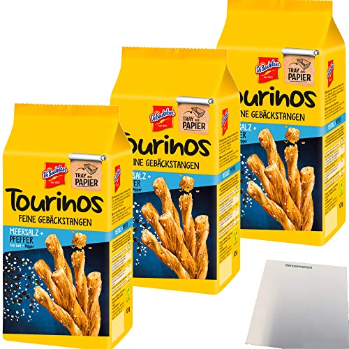 De Beukelaer Tourinos Meersalz und Pfeffer feine Gebäckstangen 3er Pack (3x125g Packung) + usy Block von usy