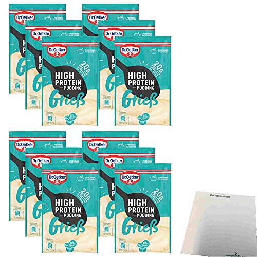 Dr. Oetker High Protein Pudding Grieß 12er Pack (12x65g Beutel) + usy Block von usy