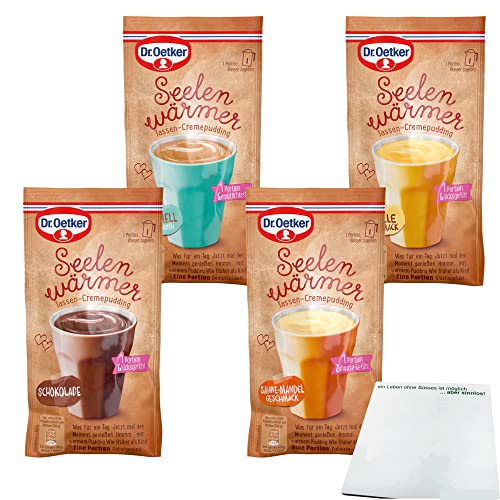 Dr. Oetker Seelenwärmer Pudding Testpaket mit Schokolade, Karamell, Sahne Mandel, Vanille (4x59g Beutel) + usy Block von usy