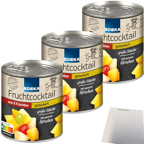 Edeka 5-Fruchtcocktail große Stücke gezuckert 3er Pack (3x820g Dose) + usy Block von usy