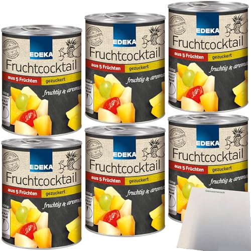 Edeka 5-Fruchtcocktail große Stücke gezuckert 6er Pack (6x225g Dose) + usy Block von usy