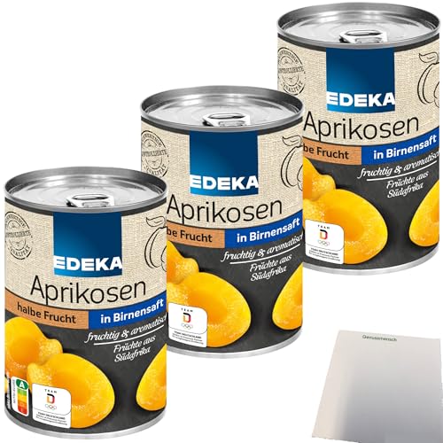 Edeka Aprikosen halbe Frucht in Traubensüße 3er Pack (3x425ml Dose) + usy Block von usy