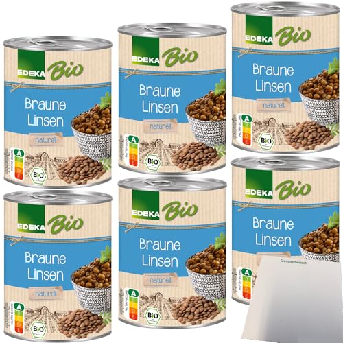 Edeka Bio Braune Linsen naturell 6er Pack (6x400g Dose) + usy Block von usy