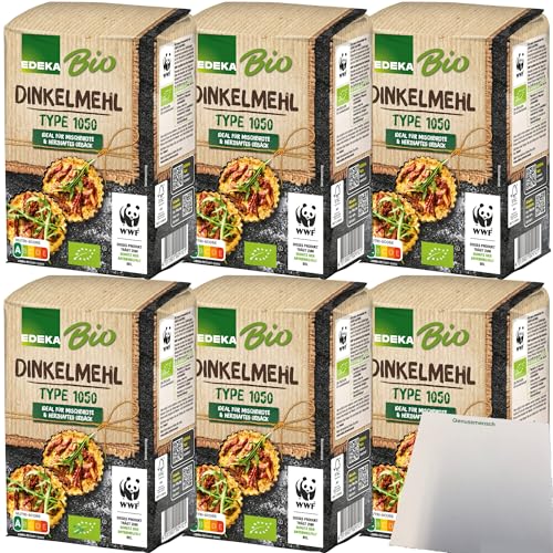 Edeka Bio Dinkelmehl Type 1050 ideal für Mischbrote und herzhaftes Gebäck 6er Pack (6x1kg Packung) + usy Block von usy