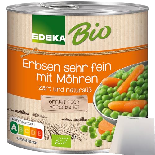 Edeka Bio Erbsen mit Möhrchen zart und natursüß (400g Dose) + usy Block von usy