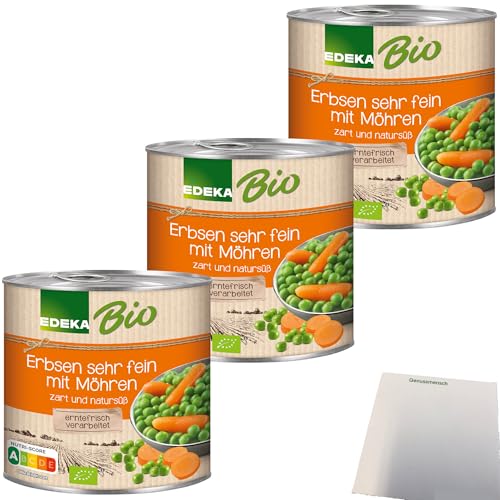 Edeka Bio Erbsen mit Möhrchen zart und natursüß 3er Pack (3x400g Dose) + usy Block von usy