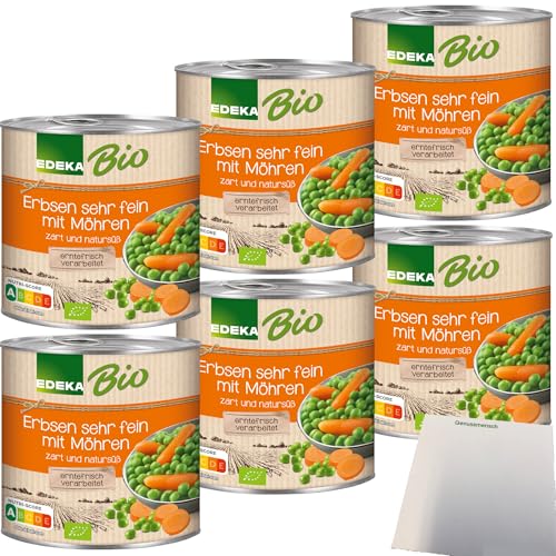 Edeka Bio Erbsen mit Möhrchen zart und natursüß 6er Pack (6x400g Dose) + usy Block von usy