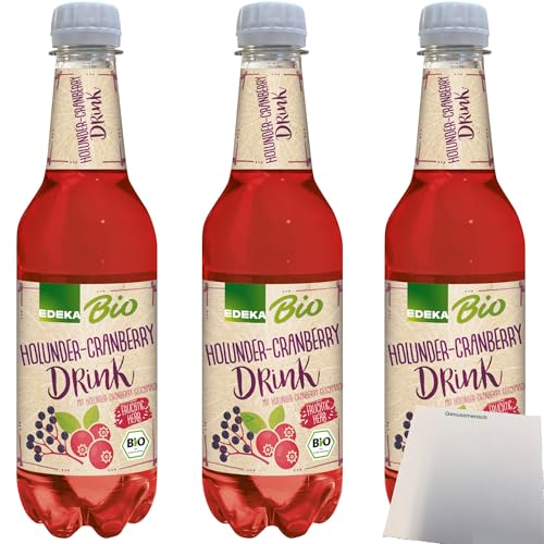 Edeka Bio Holunder-Cranberry Drink 3er Pack (3x500ml Flasche DPG) + usy Block von usy