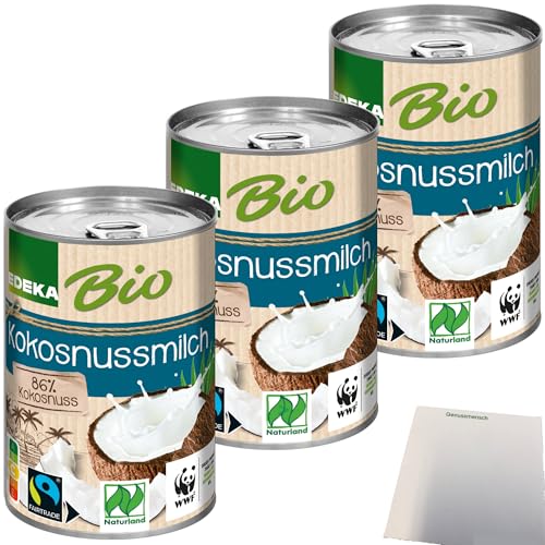 Edeka Bio Kokosnussmilch cremig 3er Pack (3x400ml Dose) + usy Block von usy