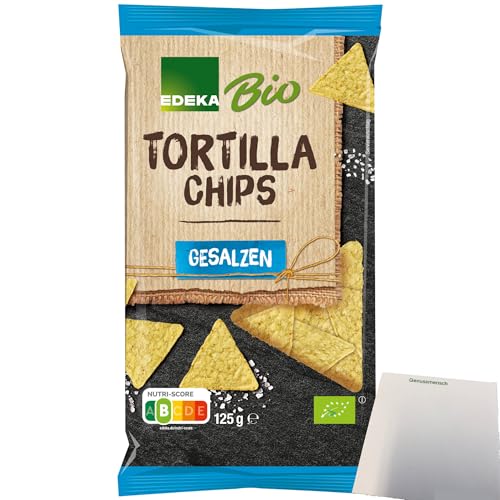 Edeka Bio Tortillachips gesalzen aus Maismehl (125g Packung) + usy Block von usy