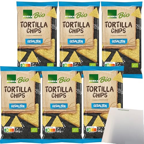 Edeka Bio Tortillachips gesalzen aus Maismehl 6er Pack (6x125g Packung) + usy Block von usy