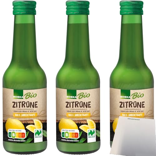 Edeka Bio Zitronensaft 100% Direktsaft ideal zum Mixen und Würzen 3er Pack (3x200ml Flasche) + usy Block von usy