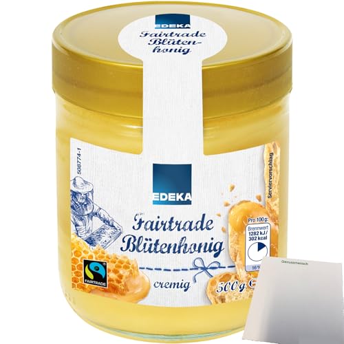 Edeka Fairtrade Blütenhonig cremig (500g Glas) + usy Block von usy