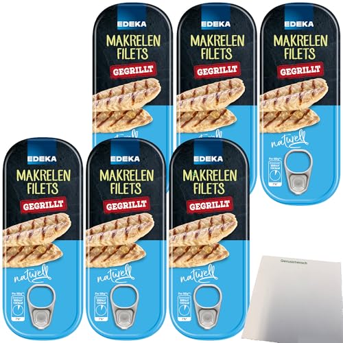 Edeka Gegrillte Makrelenfilets naturell 6er Pack (6x120g Dose) + usy Block von usy