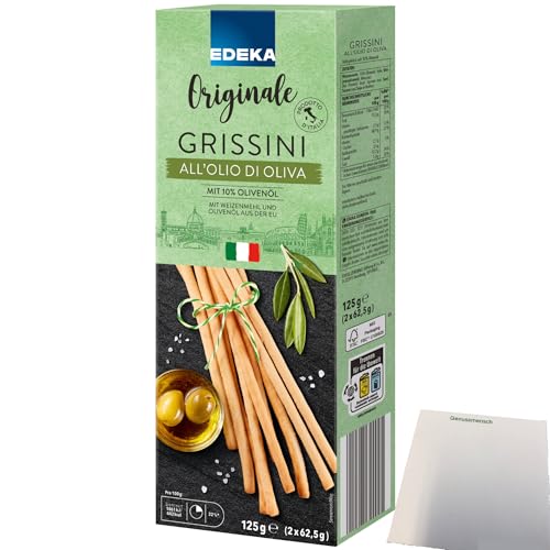 Edeka Italia Grissini mit 10 % Olivenöl aus Italien (125g Packung) + usy Block von usy