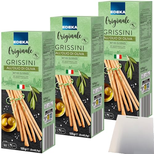 Edeka Italia Grissini mit 10 % Olivenöl aus Italien 3er Pack (3x125g Packung) + usy Block von usy