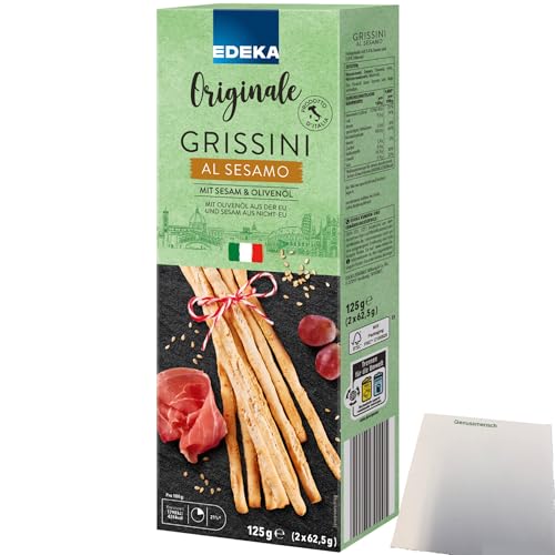 Edeka Italia Grissini mit Sesam und Olivenöl (125g Packung) + usy Block von usy