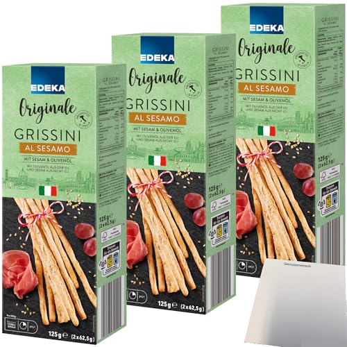 Edeka Italia Grissini mit Sesam und Olivenöl 3er Pack (3x125g Packung) + usy Block von usy