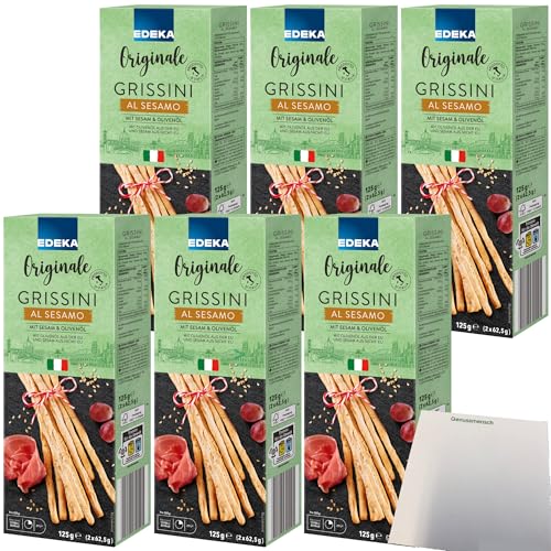 Edeka Italia Grissini mit Sesam und Olivenöl 6er Pack (6x125g Packung) + usy Block von usy