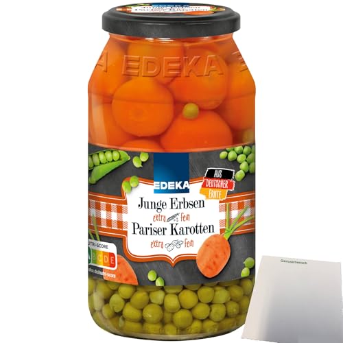 Edeka Junge Erbsen mit Pariser Karotten (530g Glas) + usy Block von usy