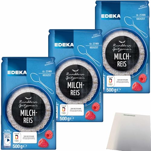 Edeka Rundkorn Milchreis Spitzenreis 3er Pack (3x500g Packung) + usy Block von usy