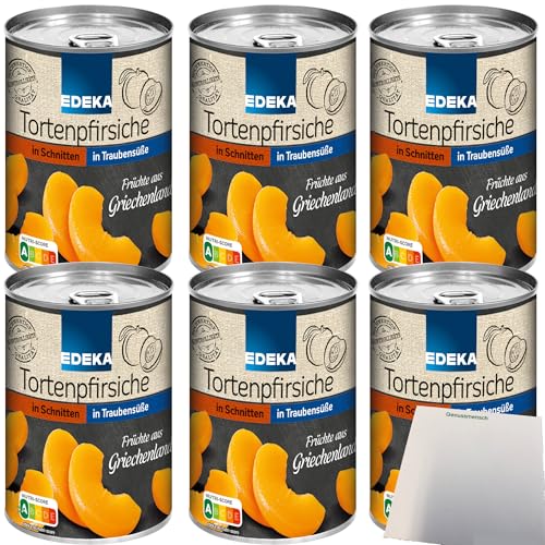 Edeka Tortenpfirsiche in Schnitten erntefrisch verarbeitet 6er Pack (6x410g Dose) + usy Block von usy