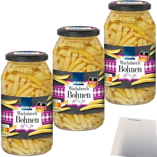 Edeka Wachsbrechbohnen gelb fein sortiert erntefrisch verarbeitet 3er Pack (3x530g Glas) + usy Block von usy