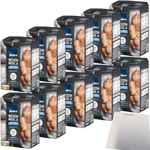 Edeka Weizenmehl Type 550 ideal für Hefegebäck und helle Brote VPE (10x1kg Packung) + usy Block von usy