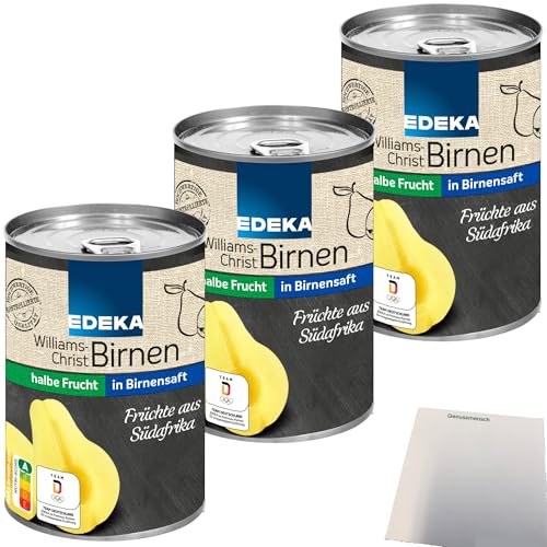 Edeka Williams-Christ-Birnen halbe Frucht in Birnensaft 3er Pack (3x410g Dose) + usy Block von usy