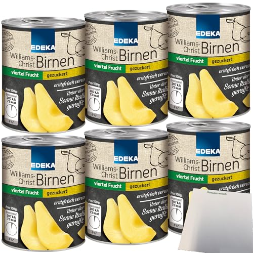 Edeka Williams-Christ-Birnen viertel Frucht gezuckert 6er Pack (6x225g Dose) + usy Block von usy