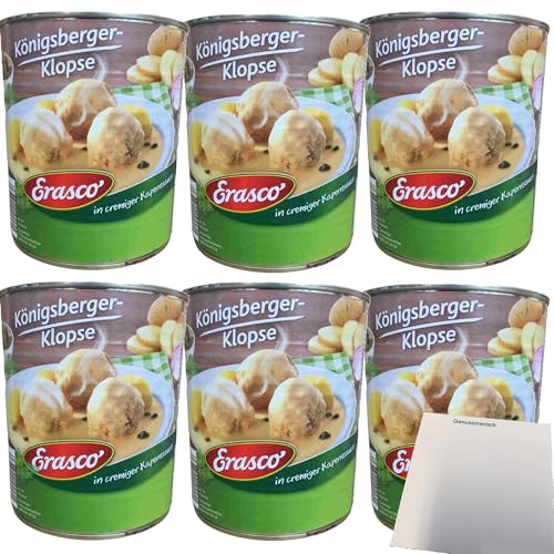 Erasco 6 Königsberger Klopse in cremiger Kapernsauce 6er Pack (6x800g Dose) + usy Block von usy