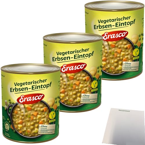 Erasco vegetarischer Erbsen-Eintopf 3er Pack (3x800g Dose) + usy Block von usy