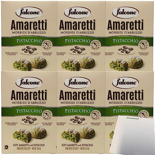 Falcone Amaretti Morbidi D'Abruzzo Pistacchio "Amaretti Pistazie" 6er Pack (6x 170g) + usy Block von usy