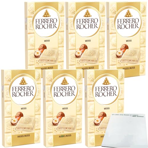 Ferrero Schokolade Rocher Haselnuss Weiss 6er Pack (6x90g Tafel) + usy Block von usy