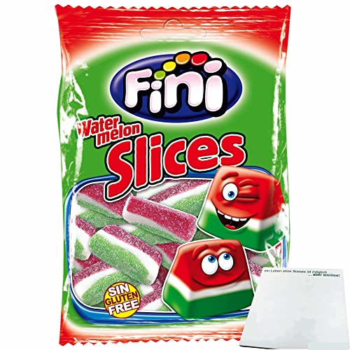 Fini Watermelon Slices, saure Fruchtgummi Wassermelone (100g Packung) + usy Block von usy