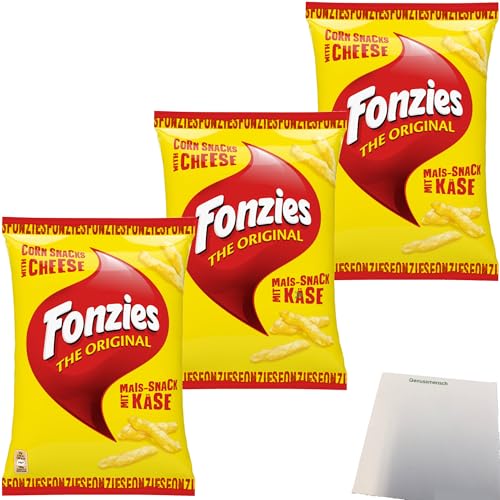 Fonzies Original knusprige Mais-Snack mit Käse-Geschmack 3er Pack (3x100g Packung) + usy Block von usy