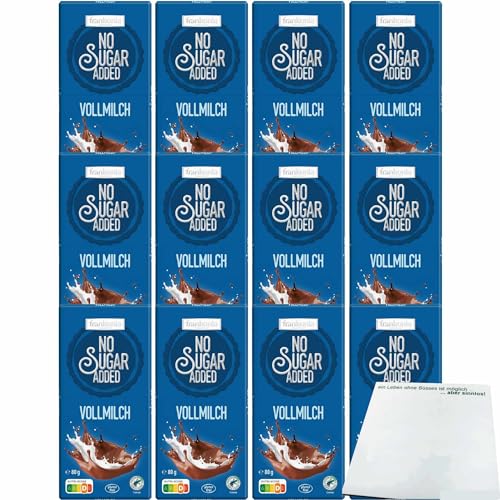 Frankonia Chocolat No Sugar Added Vollmilch Schokolade glutenfrei 12er Pack (12x80g Tafel) + usy Block von usy