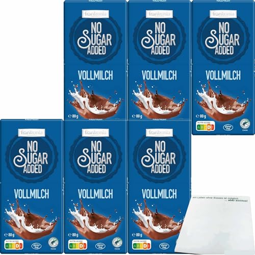 Frankonia Chocolat No Sugar Added Vollmilch Schokolade glutenfrei 6er Pack (6x80g Tafel) + usy Block von usy