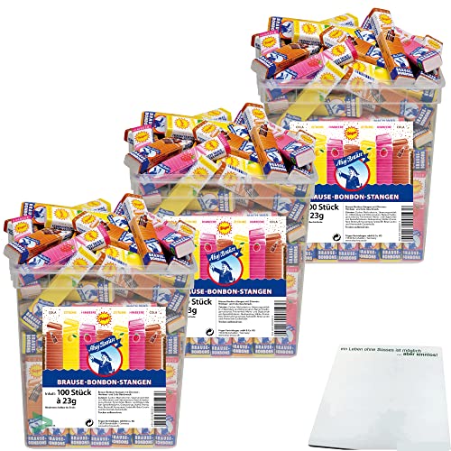 Frigeo Ahoj Brause Bonbon Stangen 100er 3 Sorten 3er Pack (3x2,3 kg) + usy Block von usy