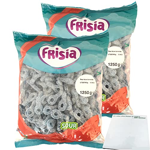 Frisia Sour blue dummies blaue, saure Fruchtgummischnuller 2er Pack (2x1,25kg Packung) + usy Block von usy