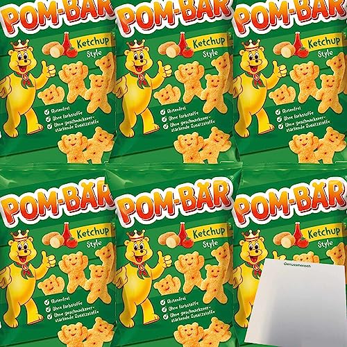 Funny Frisch Pom-Bär Ketchup Kartoffel-Snack Glutenfrei 6er Pack (6x75g Packung) + usy Block von usy