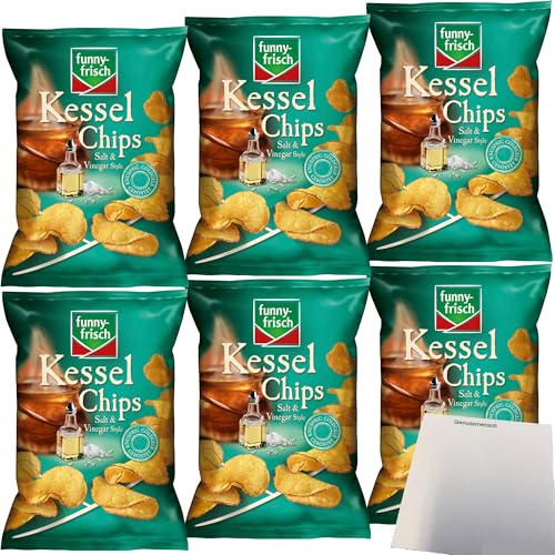 Funny-Frisch Salt & Vinegar Kesselchips 6er Pack (6x120g Packung) + usy Block von usy