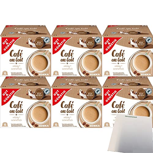 G&G Cafe au lait Kaffeekapseln geeignet für Nescafe Dolce Gusto 6er Pack (6x16 Portionen) + usy Block von usy