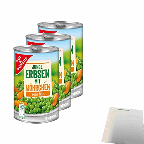 G&G Junge Erbsen mit Möhrchen sehr fein 3er Pacl (3x400g Dose) + usy Block von usy