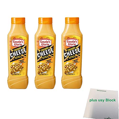 Gouda's Glorie Creamy Cheese Style Sauce 3er Pack (3x850ml Flasche) + usy Block von usy