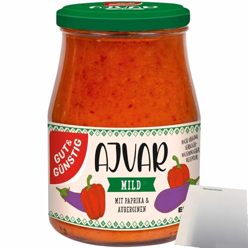 Gut&Günstig Ajvar mild mit Paprika und Auberginen (340ml Glas) + usy Block von usy