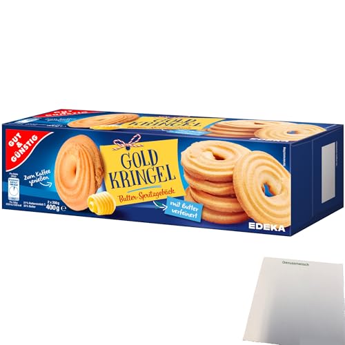 Gut&Günstig Butter-Spritzgebäck Gold Kringel mit 32 % Butter (400g Packung) + usy Block von usy