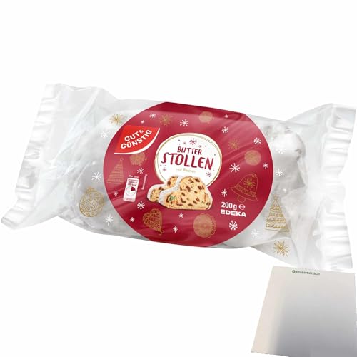 Gut&Günstig Butterstollen mit Rosinen Zitronat Orangeat verfeinert (200g) + usy Block von usy