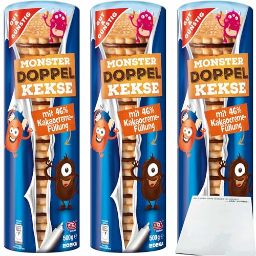 Gut&Günstig Doppelkekse mit Kakaocremefüllung 3er Pack (3x500g Packung) + usy Block von usy