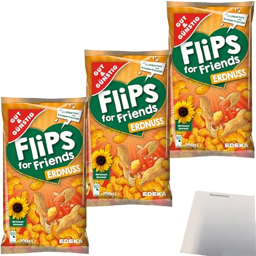 Gut&Günstig Erdnuss-Flips Mais-Erdnuss-Snack 3er Pack (3x200g Tüte) + usy Block von usy